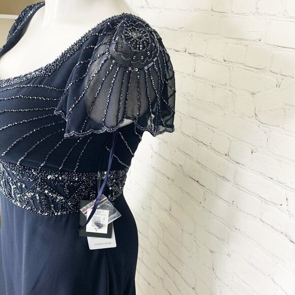 NWT MARINA NAVY BLUE BEAD & SEQUIN DRESS FROM NORDSTROM - 8 - Picture 9 of 12